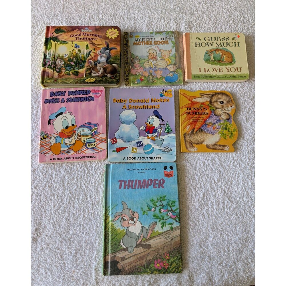 Lot of 7 Kids Books Disney Thumper Baby Donald Little Golden Book Bunny Rabbit